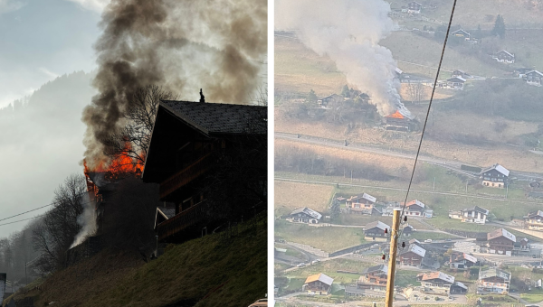 Incendie à Troistorrents: la route de la vallée fermée jusqu’à ce soir, aucune victime à déplorer