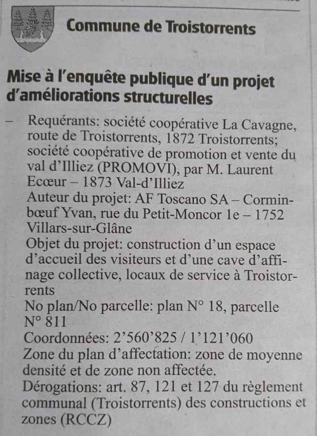 La cave d’affinage de la Cavagne a été mise à l’enquête publique ce vendredi 23 mars