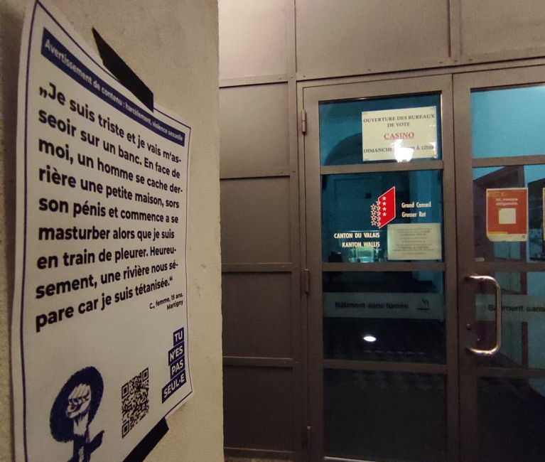 Des témoignages d’agressions et de harcèlement sexuel ont été placardés à Sion