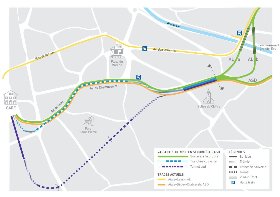 Les TPC et la ville d'Aigle rêvent désormais d'une gare souterraine pour les trains reliant la ville à Leysin et les Diablerets