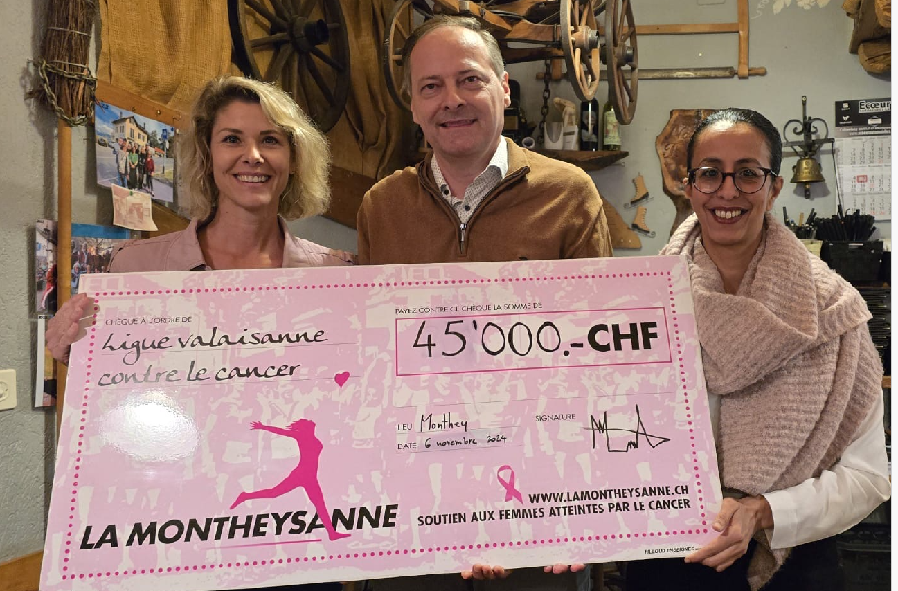 L'association &quot;La Montheysanne&quot; verse 45'000 francs à la Ligue Valaisanne contre le Cancer